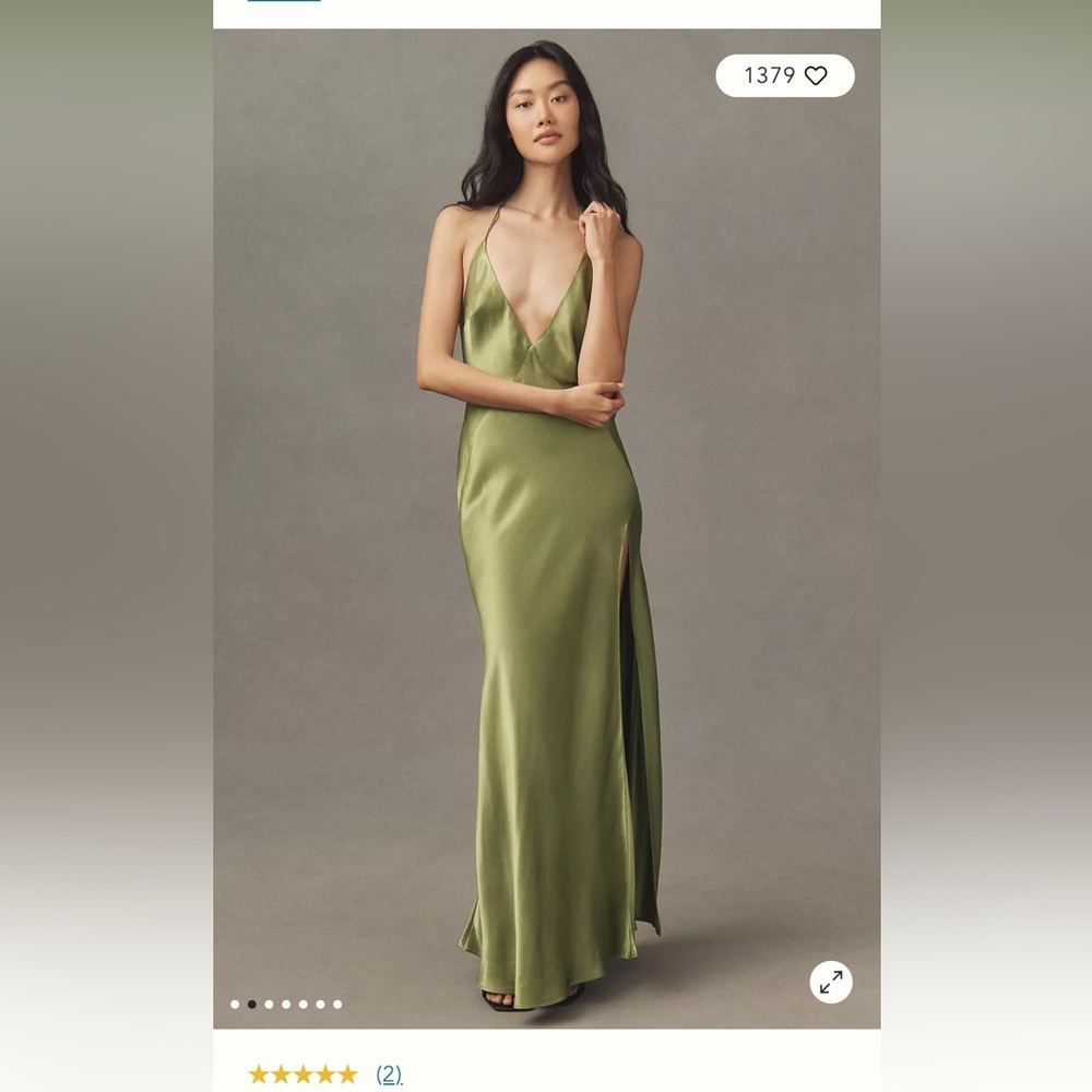 Barot Yves Halter Open Back Front-Slit Silky Maxi Dress.